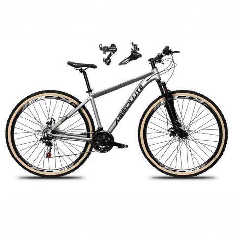Bicicleta Aro 29 Absolute Nero 5 Alumínio 24V Câmbios Shimano Freio a Disco Mountain Bike Cinza 23