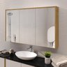 Armário Espelheira Banheiro Trindade 3 Portas com Amortecedor Madeirada - 1