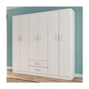 Ver imagem 4 de Guarda-roupa Casal 6 Portas 2 Gavetas Atalaia - Branco Branco