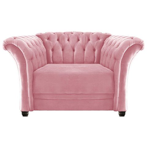 Poltrona Decorativa Chesterfield Sofia Suede Rosa Bebê