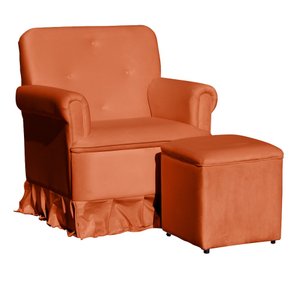 Poltrona Amamentação com Balanço + Puff Laura Veludo Terracota