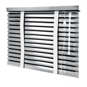 Persiana Horizontal - 1,20m Larg X 2,20m Alt - Alumínio 50mm com Fita Decorativa - Cor: Prata - Fita