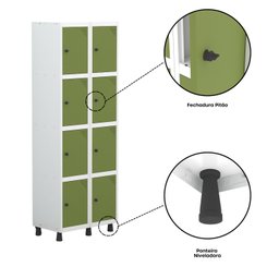 Armário Locker Roupeiro 8 Portas Aço Grp 502/8 - 7