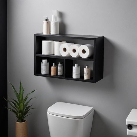 Nicho Organizador para Banheiro Cozinha Sala Quarto Despensa 50x30x10 - Preto Tx