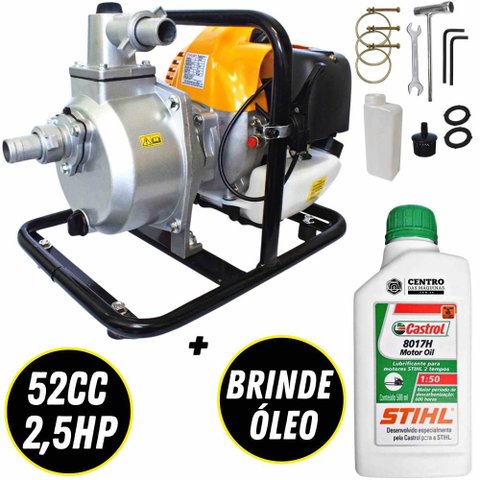 Motobomba Vb10b Vulcan Á Gasolina 2 Tempos 52cc 2,5hp Saída de 1 Pol com Óleo Stihl 500ml