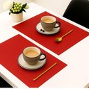 Ver imagem 1 de Jogo 2 Lugar Americano Retangular Mesa Pvc Vermelho Executivo 30x45cm em Casa Tem