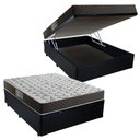 Ver imagem 1 de Cama Box Baú Casal Colchão Mola Bonnel Belos Sonhos + Box Sintético 61x138x188:preto