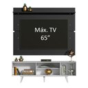 Ver imagem 4 de Rack Madesa Dubai e Painel para TV até 65 Polegadas com Pés Branco/Preto 7377 Cor:Branco/Preto