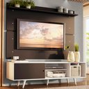 Ver imagem 1 de Rack Madesa Dubai e Painel para TV até 65 Polegadas com Pés Branco/Preto 7377 Cor:Branco/Preto