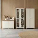 Ver imagem 1 de Conjunto 3 Peças Armários Multiuso com Tampo e Pés em Madeira Maciça Ananda CabeCasa MadeiraOriginals Off White Mel Branco