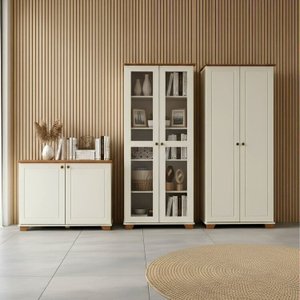 Kit 3 Peças Armários Multiuso com Tampo e Pés em Madeira Maciça Ananda CabeCasa MadeiraOriginals