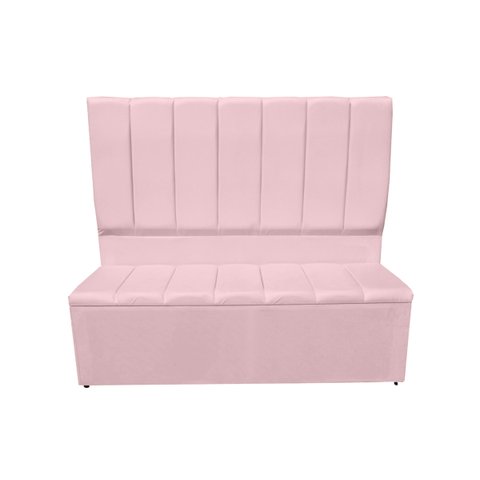 Jogo Cabeceira e Recamier Baú para Cama Box Casal King 1.95:rosa Bebe