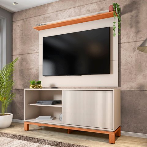 Painel para Tv 45 Pol e Rack Bancada 136cm Lucca Off/freijó C01 - Mpozenato