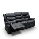 Ver imagem 3 de Sofá Reclinável Sala de Cinema 3 Lugares Hollywood Manual Massagem Aquecimento Porta Copos PU Preto