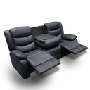 Ver imagem 6 de Sofá Reclinável Sala de Cinema 3 Lugares Hollywood Manual Massagem Aquecimento Porta Copos PU Preto