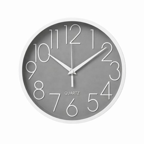 Relógio de Parede 24x4cm N239584-1 Branco e Cinza - Quanhe
