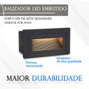 Ver imagem 2 de 4 Balizador Escada Externo Embutir Led Preto Retangular Lup52