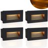 4 Balizador Escada Externo Embutir Led Preto Retangular Lup52 - 1