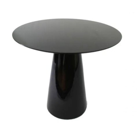 Mesa Lateral Cone Redonda 51cm Laqueada Preto