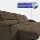 Ver imagem 5 de Sofá Retrátil e Reclinável 4,25m Arena com Molas Ensacadas e Carregador USB-C Boucle Marrom Cama
