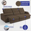 Ver imagem 4 de Sofá Retrátil e Reclinável 4,25m Arena com Molas Ensacadas e Carregador USB-C Boucle Marrom Cama