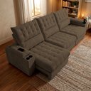 Ver imagem 2 de Sofá Retrátil e Reclinável 4,25m Arena com Molas Ensacadas e Carregador USB-C Boucle Marrom Cama