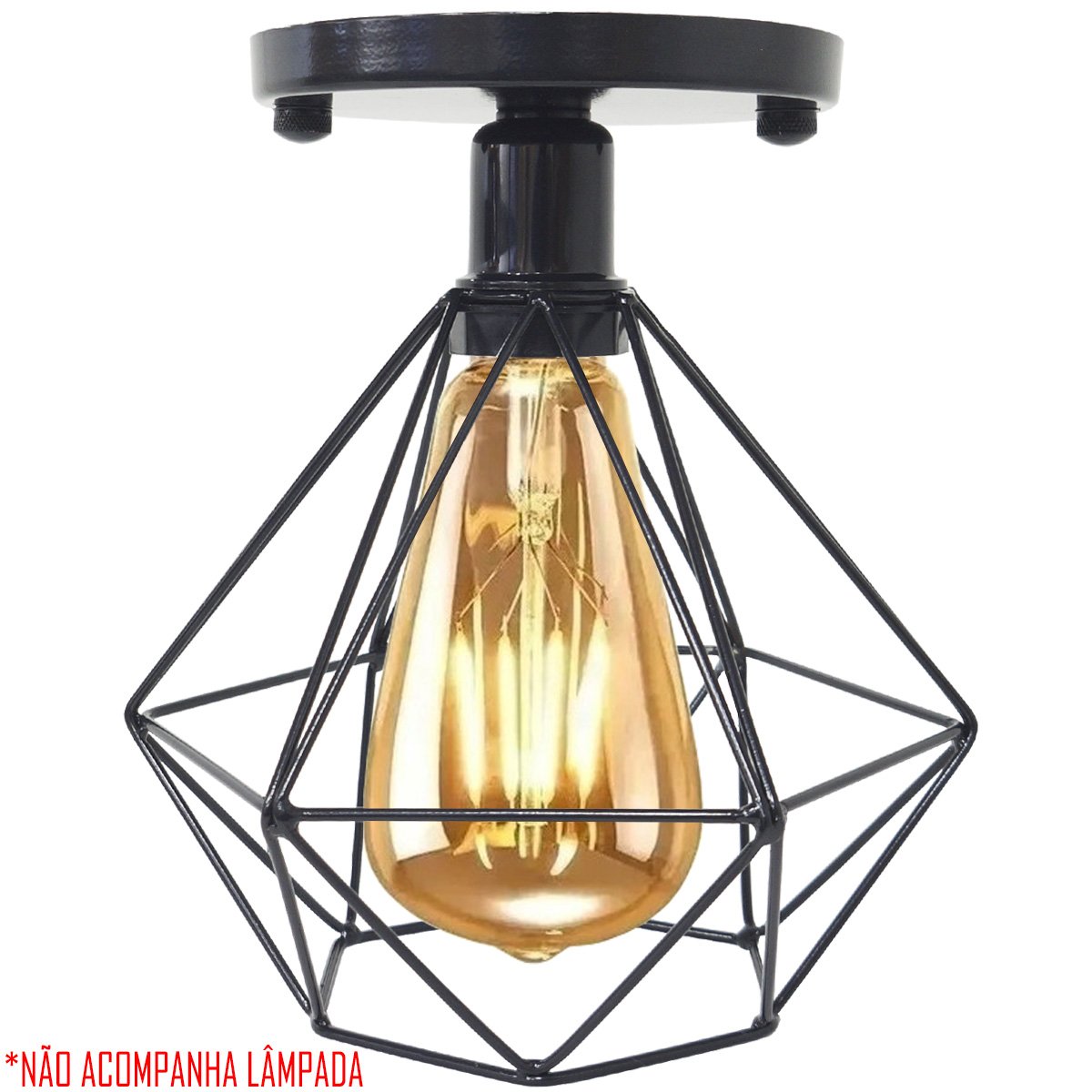 10 Lustres Teto Plafon Industrial Aramado Diamante Retrô Luminária Sobrepor Vintage Agp Ilumini - 4