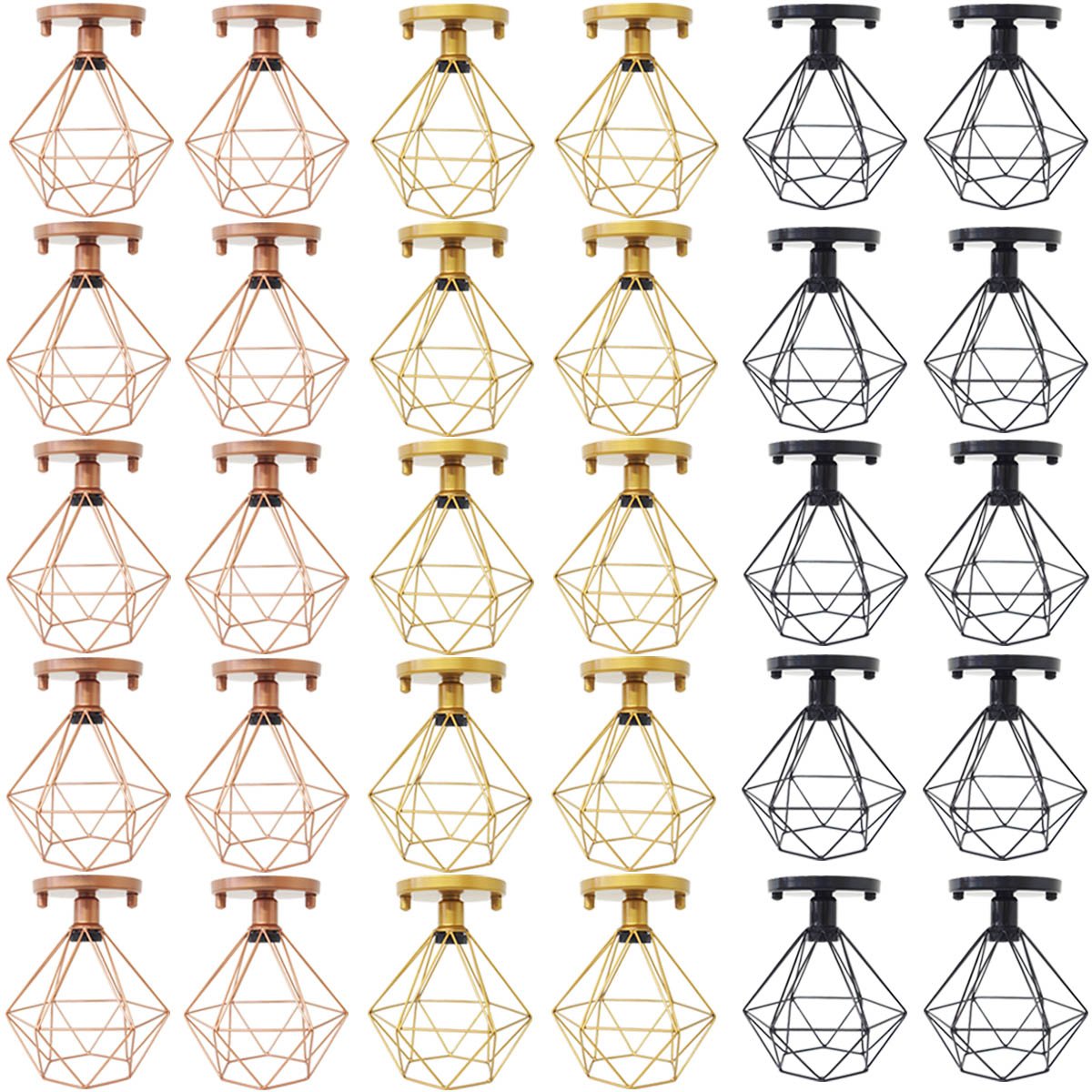 10 Lustres Teto Plafon Industrial Aramado Diamante Retrô Luminária Sobrepor Vintage Agp Ilumini - 1