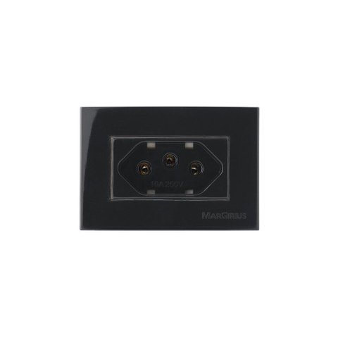 Placa para Móveis 65x45 com Tomada Margirius Sleek 2p+t 10a Preto Ebony