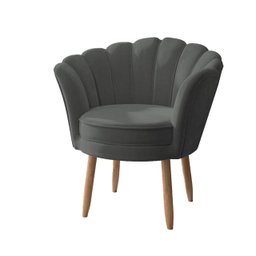 Poltrona Decorativa Flor Reforçada Amamentação Tecido Veludo Cor:cinza - 1