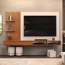 Ver imagem 2 de Painel Tv Sala até 60 Polegadas Ripado Freijó/off White Bento - Dj