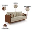Ver imagem 3 de Sofá 3 Lugares Living 212cm Pé Madeira Valença Marrom/veludo K01 - D’Rossi