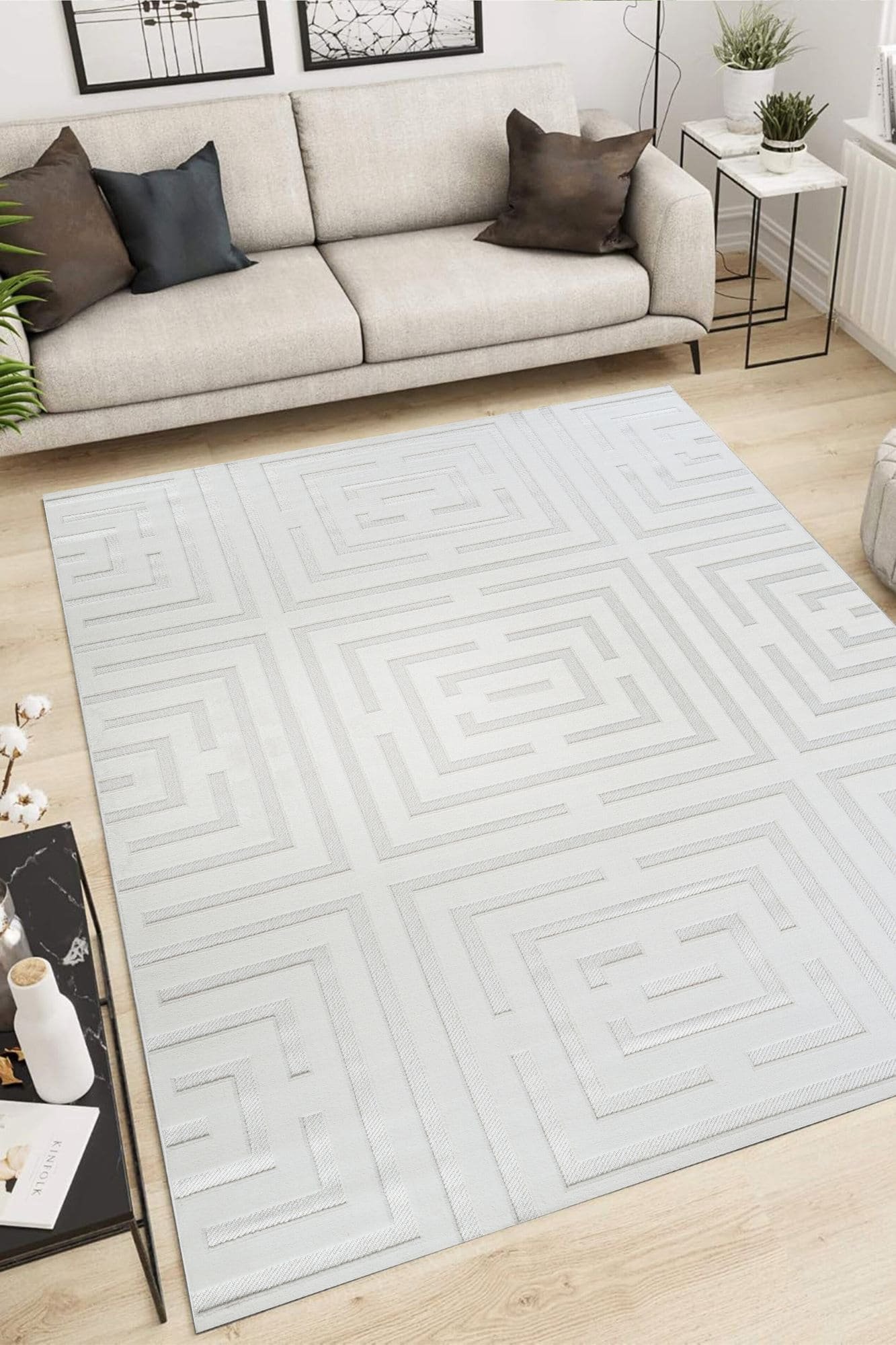 Tapete Sala 300x400 Chevron Bege 399