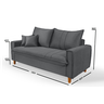 Sofa Living com Bau Multiuso 3 Lugares Suede Pes em Madeira: Cinza - 6
