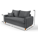 Ver imagem 6 de Sofa Living com Bau Multiuso 3 Lugares Suede Pes em Madeira: Cinza