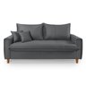 Sofa Living com Bau Multiuso 3 Lugares Suede Pes em Madeira: Cinza - 4