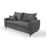 Sofa Living com Bau Multiuso 3 Lugares Suede Pes em Madeira: Cinza - 1