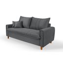 Ver imagem 1 de Sofa Living com Bau Multiuso 3 Lugares Suede Pes em Madeira: Cinza