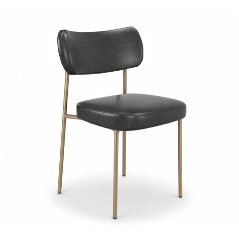 Kit 6 Cadeiras Sala de Jantar Lisa Pés Champanhe PU Preto m² - Monari Design
