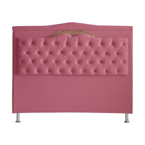 Cabeceira de Cama Box Helena Casal 140 Cm Capitonê Retro Botão Encapados Suede Rosa Bebê Eli Mó