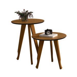 Mesa Lateral Veneza Pés Madeira Retrô: Freijó/preto