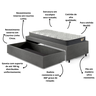 Base Box Cama Solteirão Sapateira Courino Linho Cinza e Colchão Adapto Ecoflex 96x203 - 8
