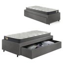 Ver imagem 1 de Base Box Cama Solteirão Sapateira Courino Linho Cinza e Colchão Adapto Ecoflex 96x203