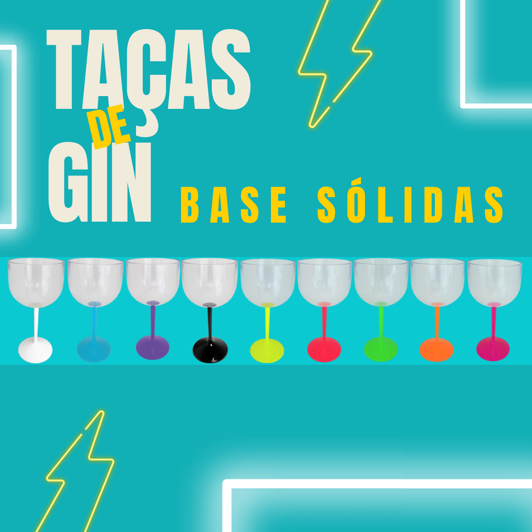 6 Taças De Gin Acrílico Base Sólida 550 Ml: Preto - 2