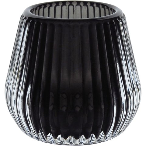 Castiçal Decorativo de Vidro Fumê 6x7x7cm Porta Vela Mesa Jantar Decoração Sala