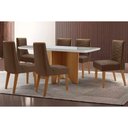 Ver imagem 1 de Conjunto: Mesa de Cozinha Nevada C/ Tampo Madeirado C/ Vidro Canto Curvo 180x90cm e 6 Cadeiras
