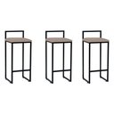Ver imagem 1 de Kit 3 Banquetas Altas Industriais em Aço Dori Preto Assento Suede Bege