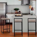 Ver imagem 2 de Kit 3 Banquetas Altas Industriais em Aço Dori Preto Assento Suede Bege
