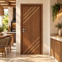 Ver imagem 1 de Porta de Madeira R30K 210x80 Frisada para Quarto e Sala:Imbuia