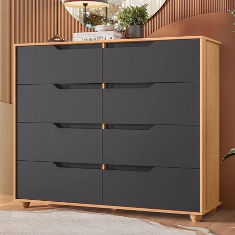 Cômoda Grande 8 Gavetas Doble Flex Freijó Titanium
